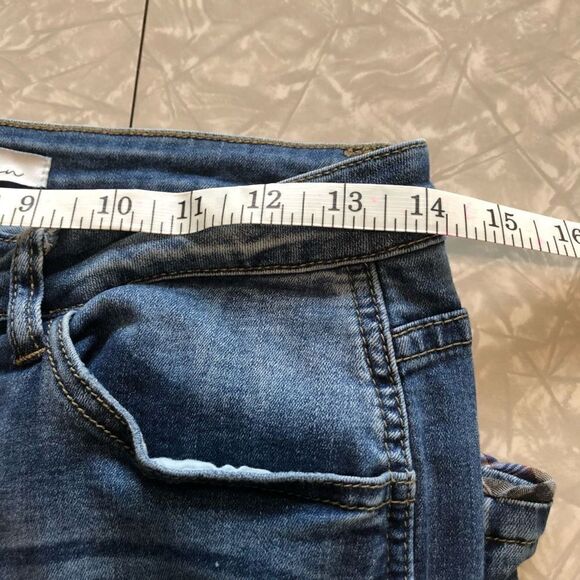 kancan skinny jeans size 9 plaid hem distressed 28 long holes med wash - Picture 10 of 13